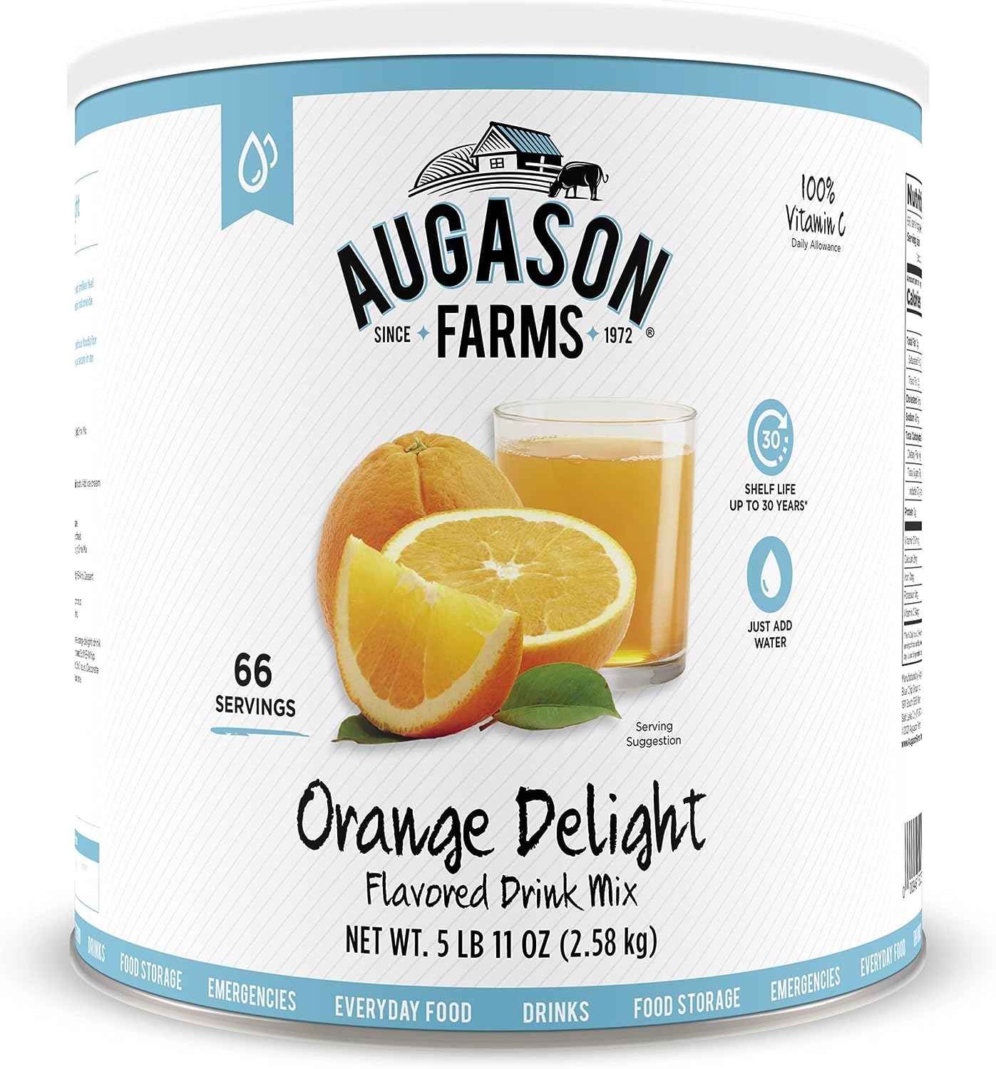 Augason Farms Orange Delight Drink Mix 5 lb. 11 oz& 5-90620 Country Fresh 100% Real Instant Nonfat Dry Milk, 1 lb, 13 oz. - Image 2